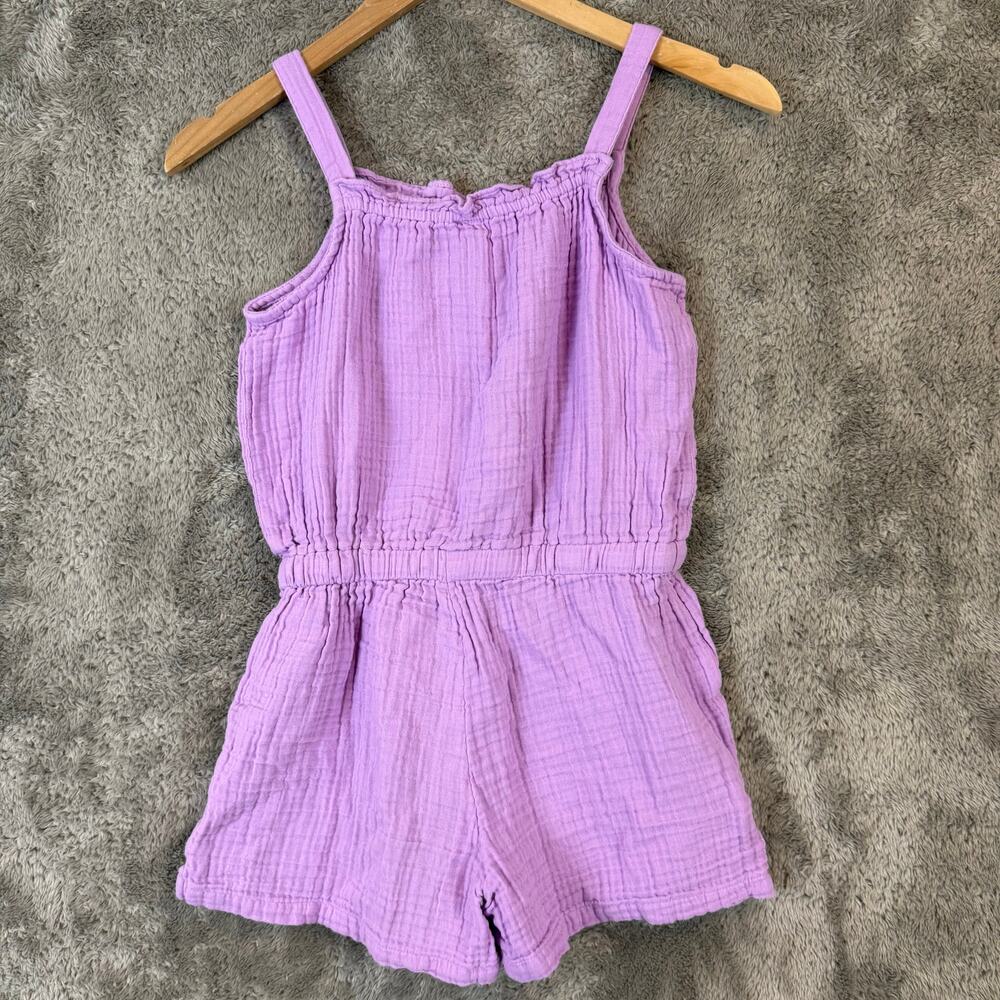 Primary Lilac Purple Romper Girls 12 Summer Cotton Muslin - Picture 2 of 6